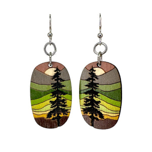 Lone Pine Blossoms Wood Earrings