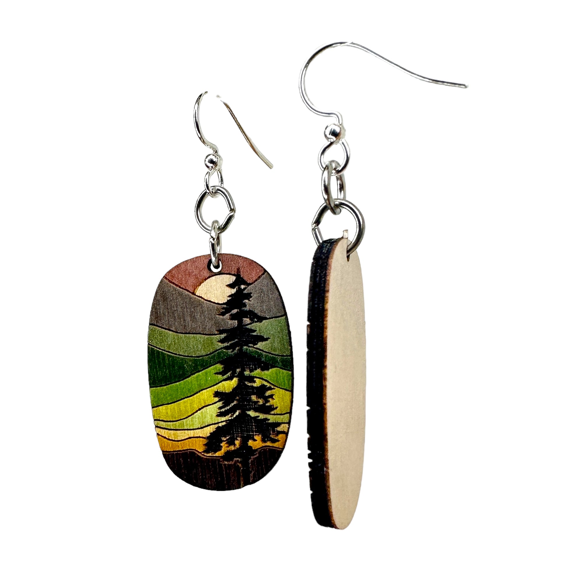 Lone Pine Blossoms Wood Earrings