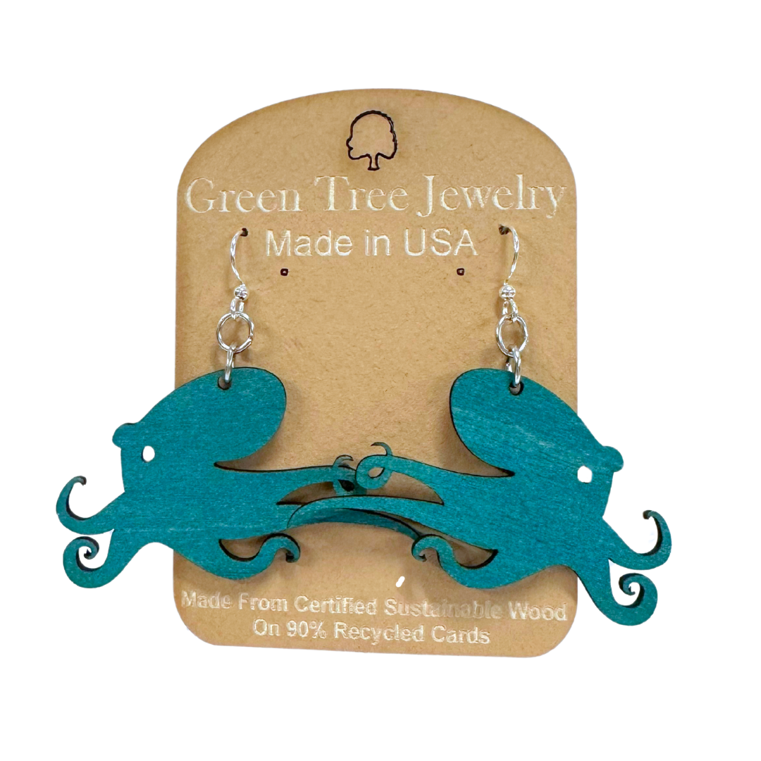 Octopus 1169 Wood Earrings