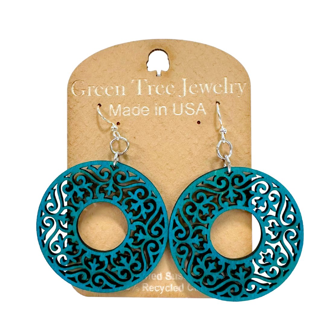 Ornate Torus 1111 Wood Earrings