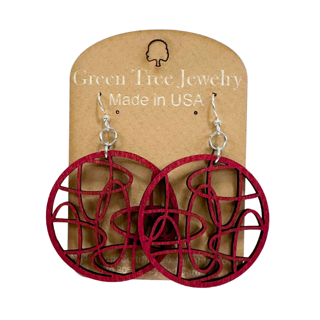 Oval Madness 1606 Wood Earrings