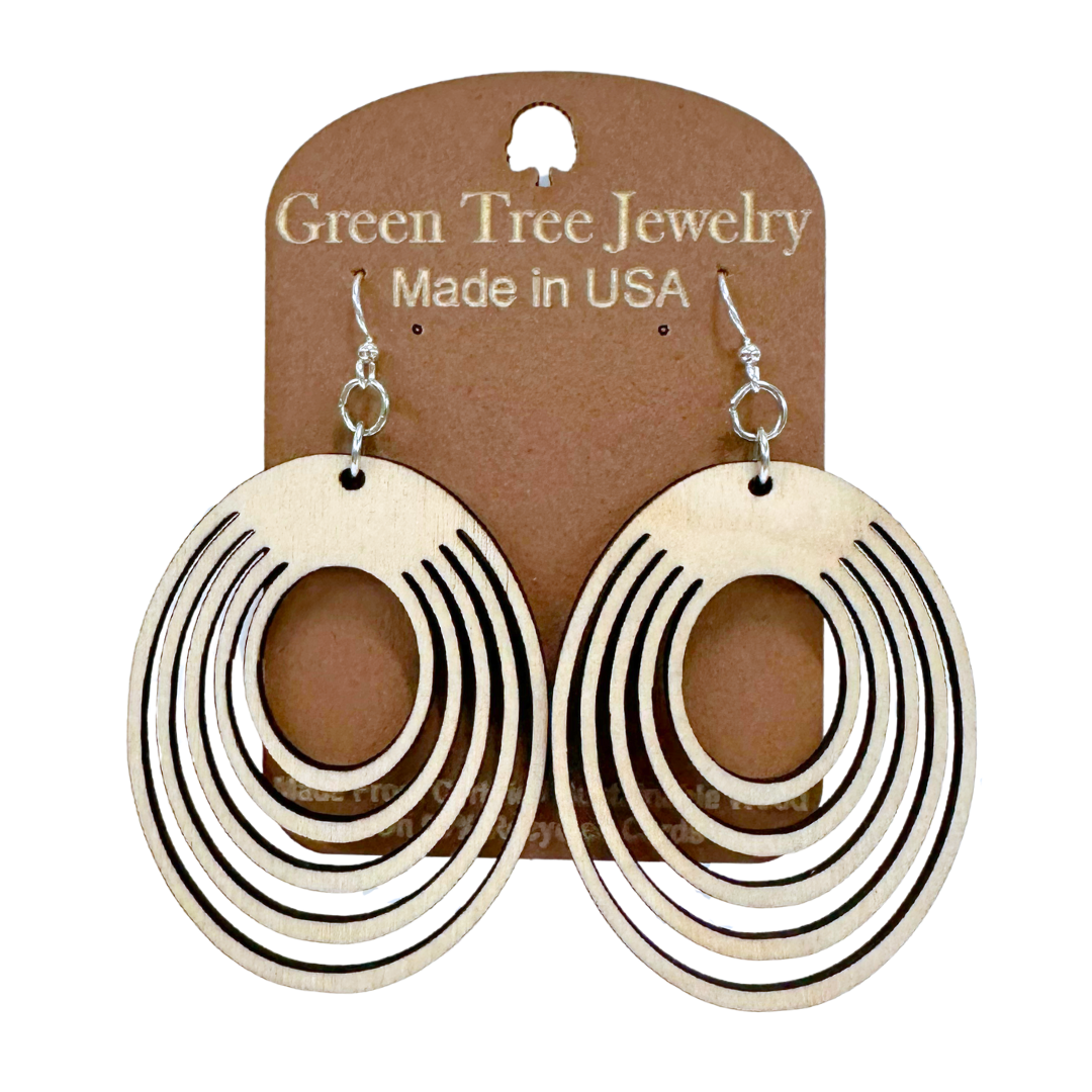 Oval Offset 1023 Wood Earrings