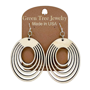 Oval Offset 1023 Wood Earrings