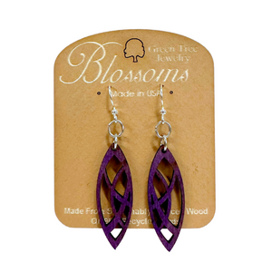 Pointed Oval Blossoms 119 Wood Earrings