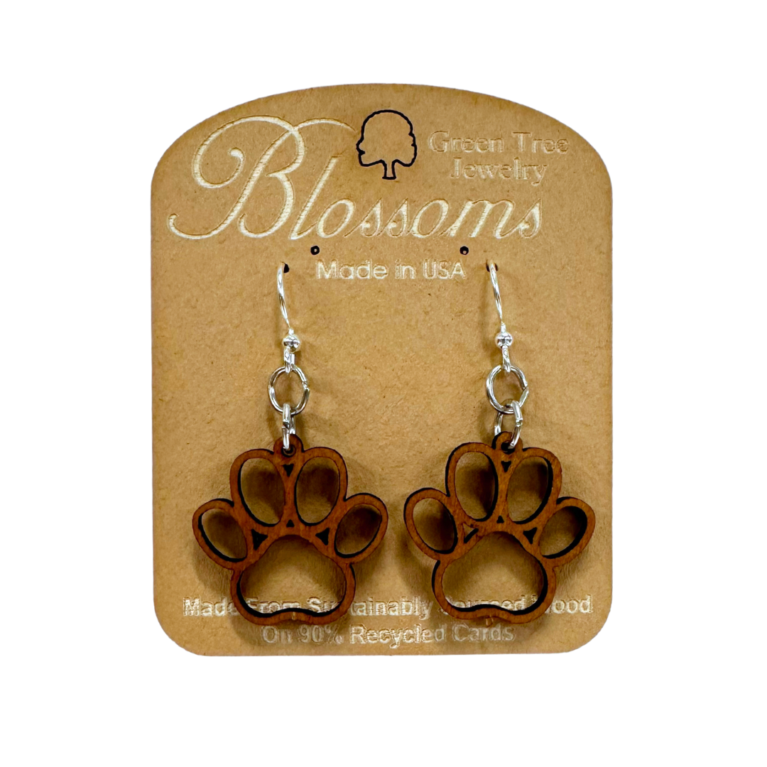 Puppy Paw Blossoms 135 Wood Earrings