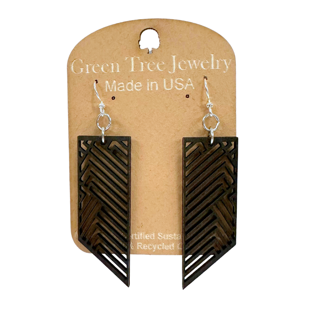 Rectangular Rhapsody 1597 Wood Earrings