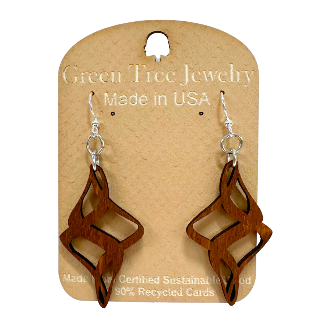 Ribbon Twirl 1510 Wood Earrings