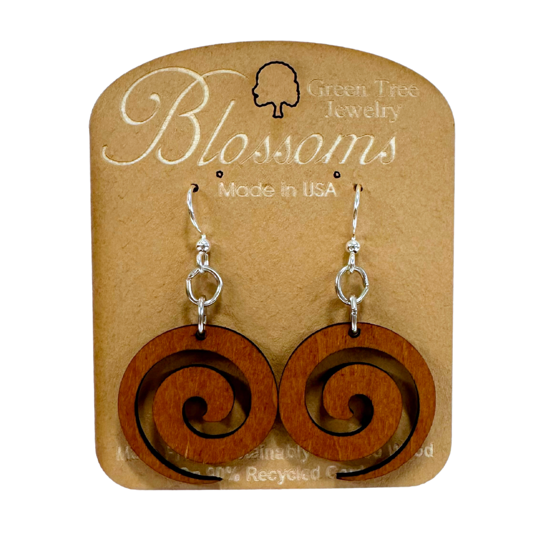 Spiral Blossoms 115 Wood Earrings
