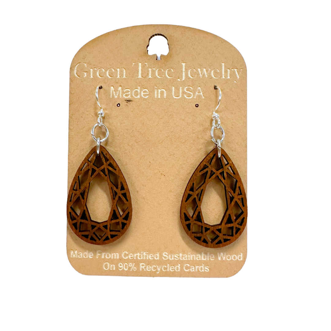 Tear Drop 1605 Wood Earrings