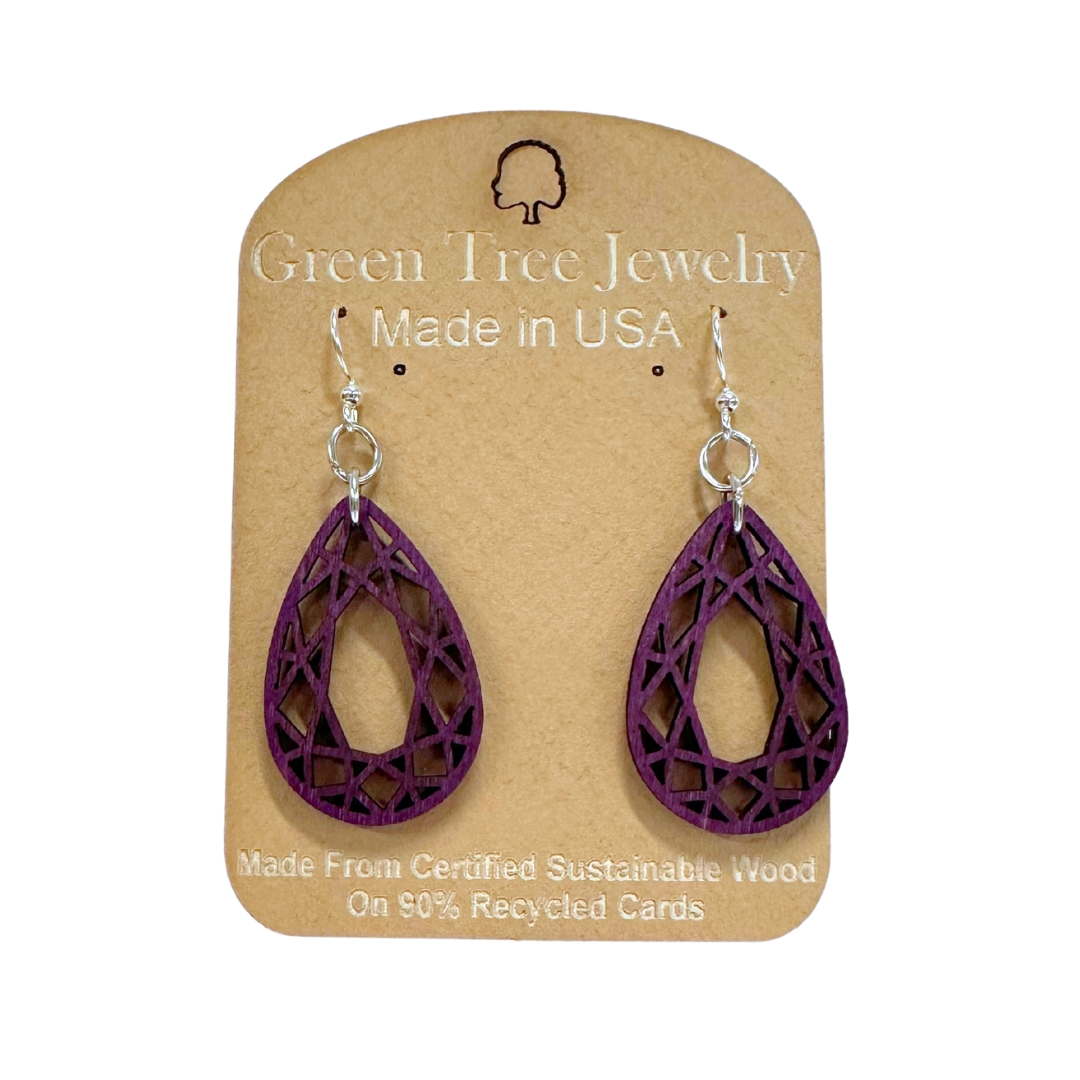 Tear Drop 1605 Wood Earrings