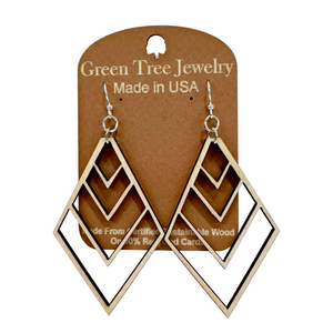 Upside Down Fountain Pyramid 1450 Wood Earrings