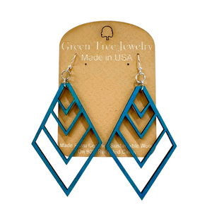 Upside Down Fountain Pyramid 1450 Wood Earrings