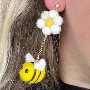 Buzzing Bee Felted Earrings