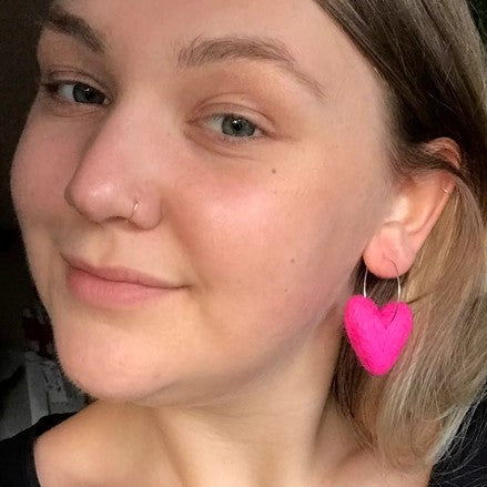 Heart Felted Earrings