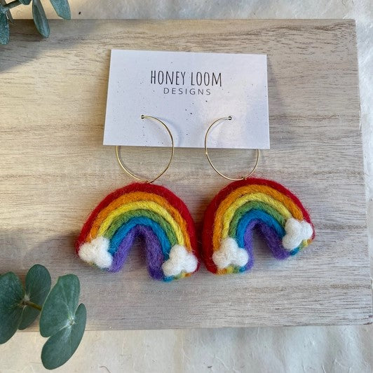 Rainbow Felted Earrings
