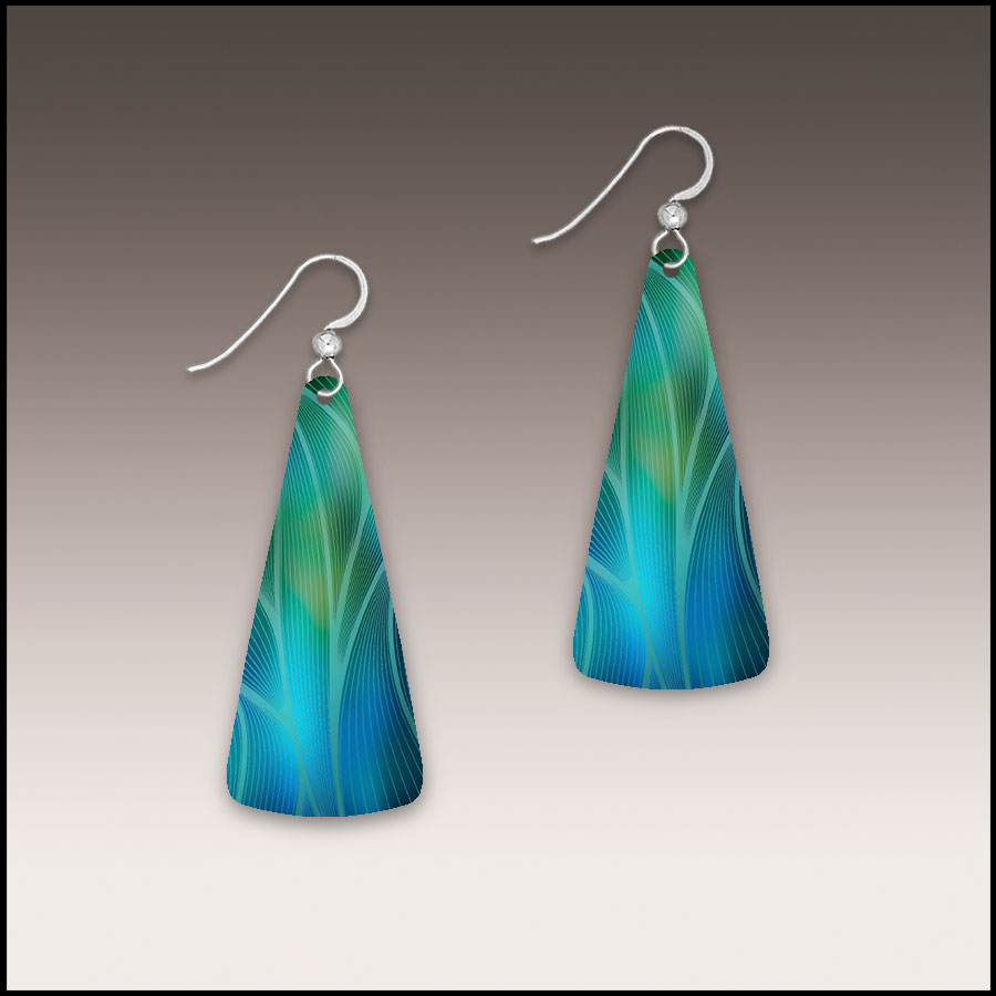 Blue Green Shimmer Sterling Silver Earrings