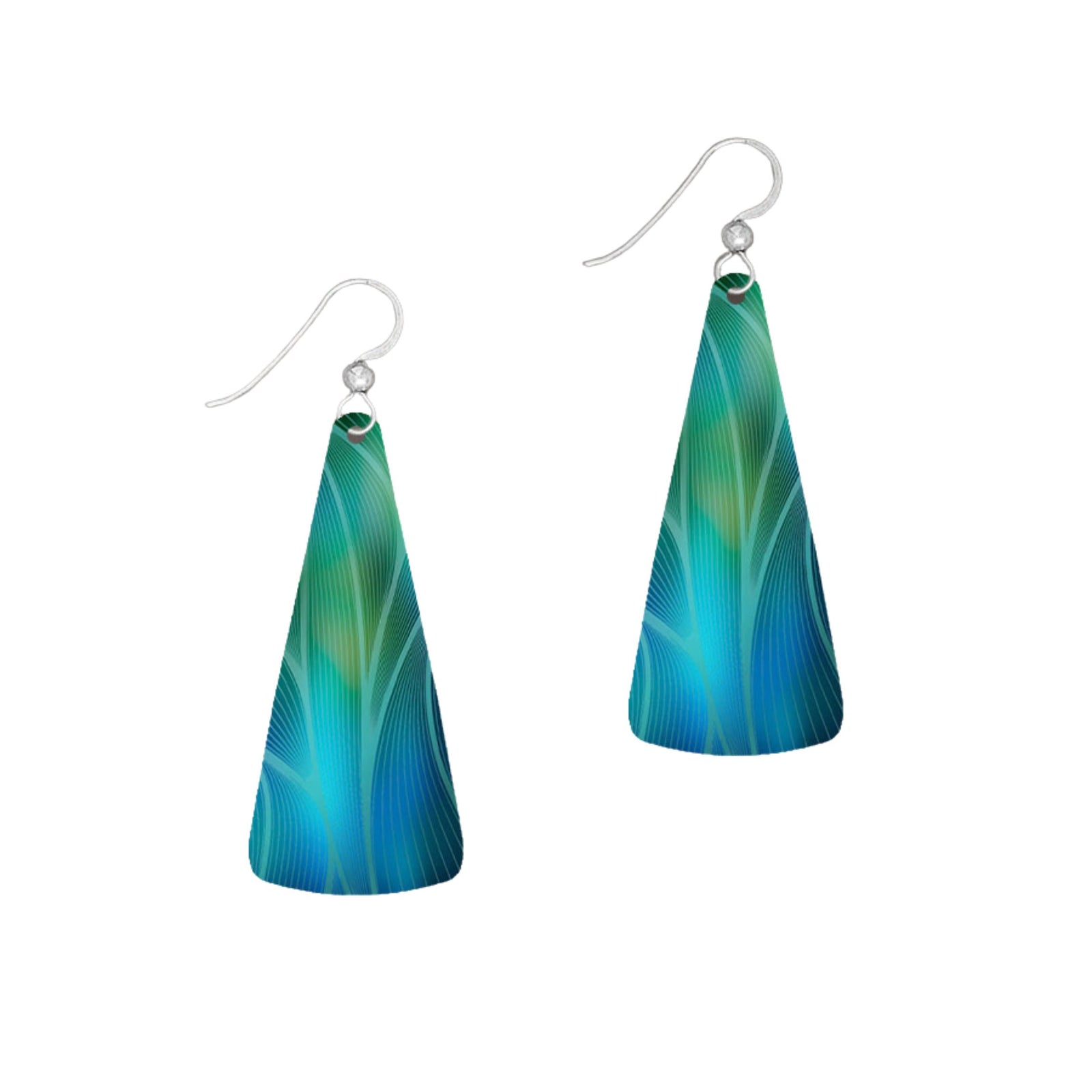 Blue Green Shimmer Sterling Silver Earrings