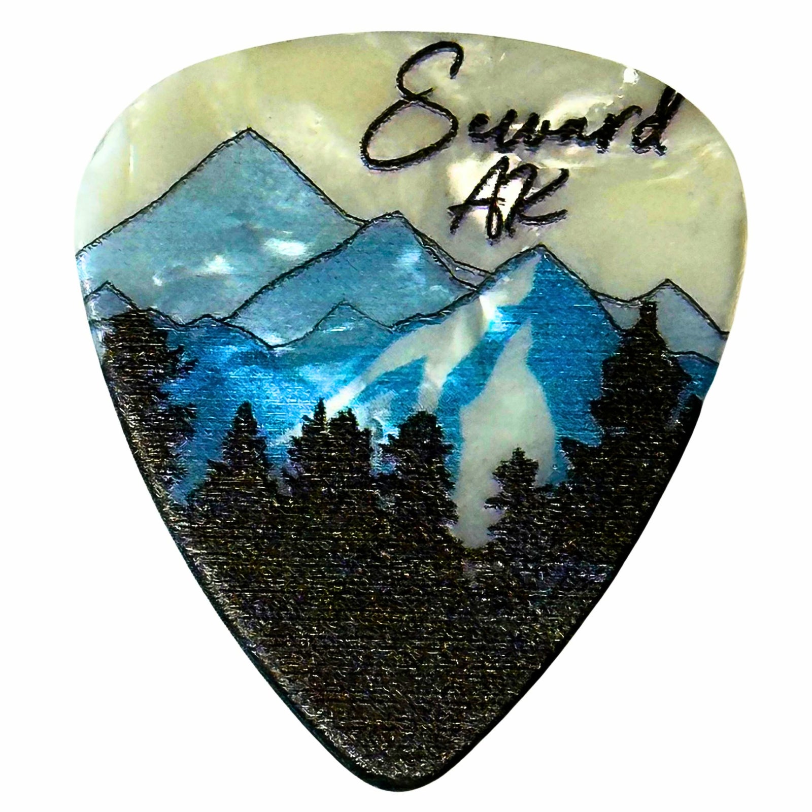 Seward Mountains and Trees Guitar Pick