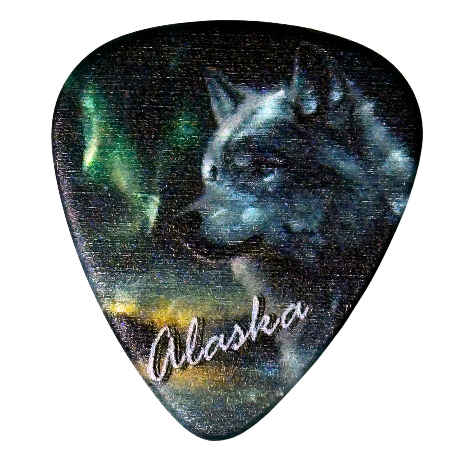 Alaska Aurora Wolf Guitar Pick