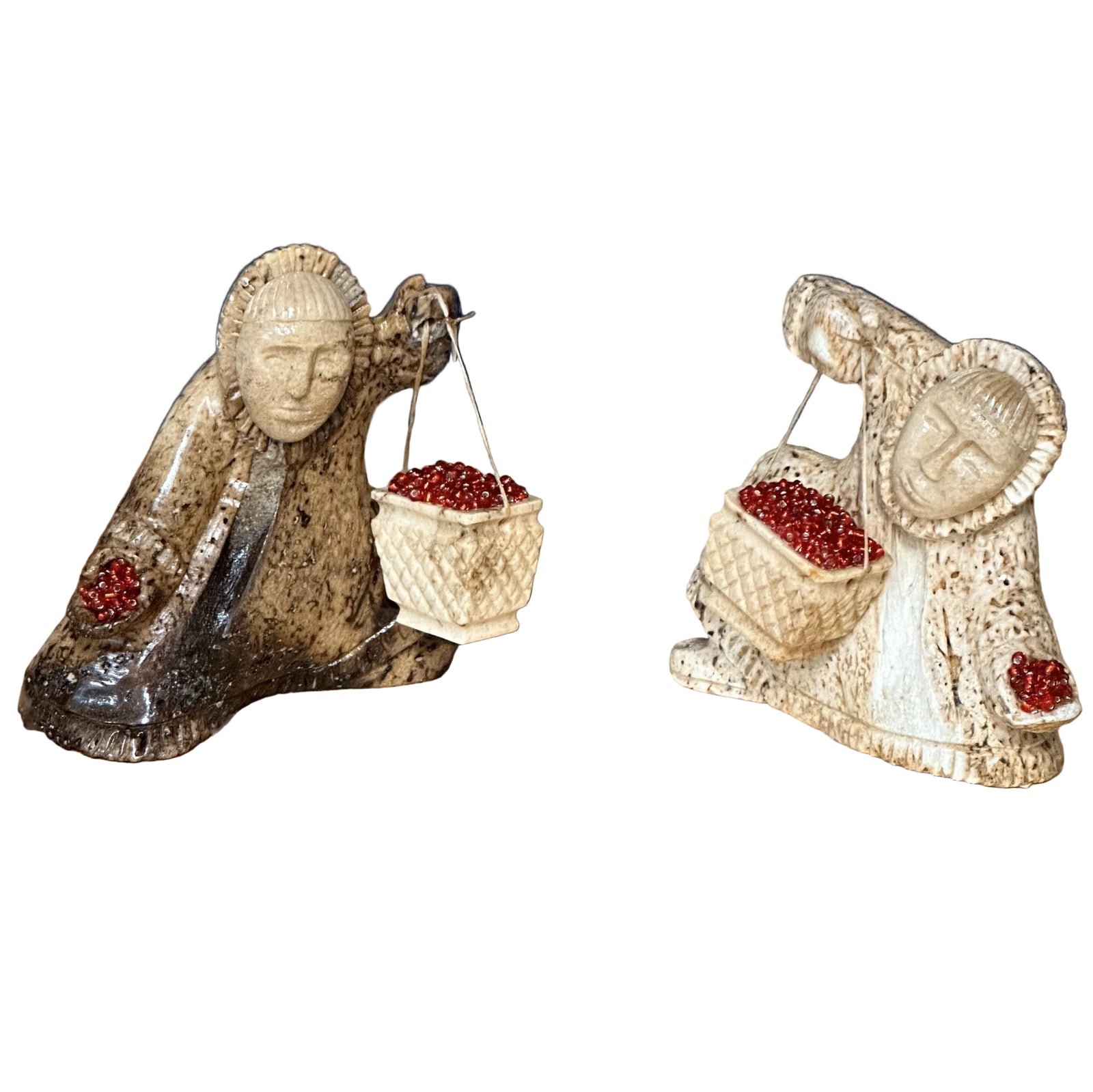 Walrus Jawbone Berry Picker Figurine