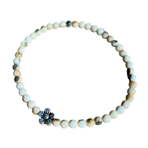 Forget Me Not and Mammoth Ivory Bead Bracelet