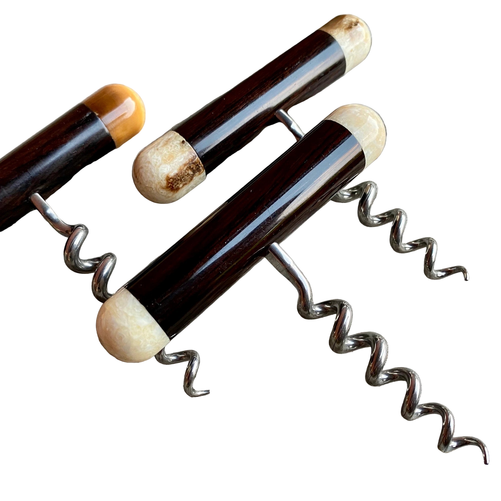 Fossil Walrus Ivory and African Blackwood Corkscrew