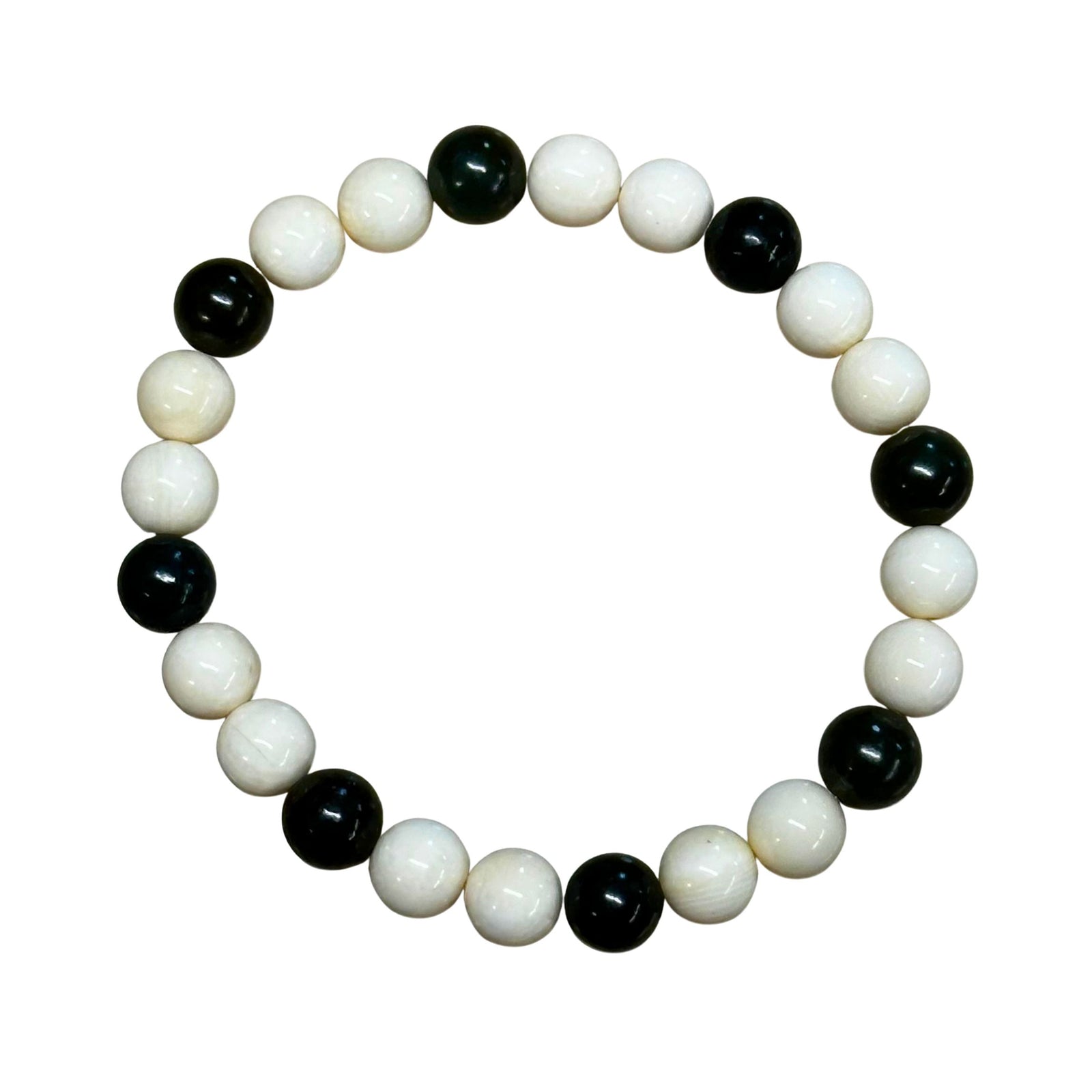 Green Jade and Mammoth Ivory Bead Bracelet