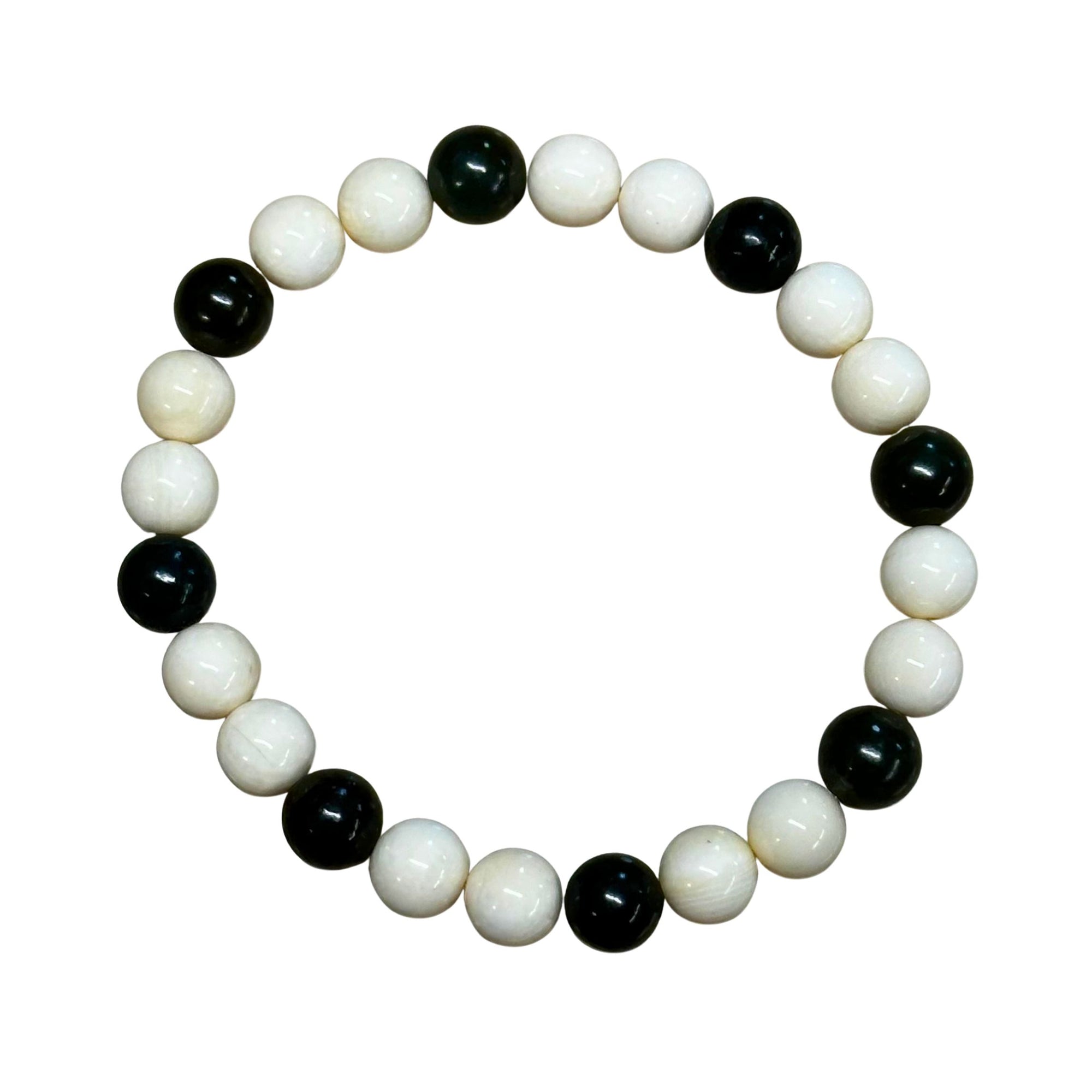 Green Jade and Mammoth Ivory Bead Bracelet