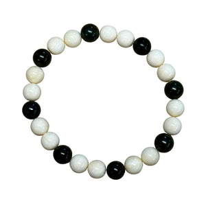 Green Jade and Mammoth Ivory Bead Bracelet