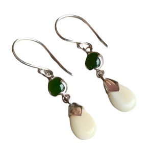 Jade Earrings with Mammoth Ivory Drop