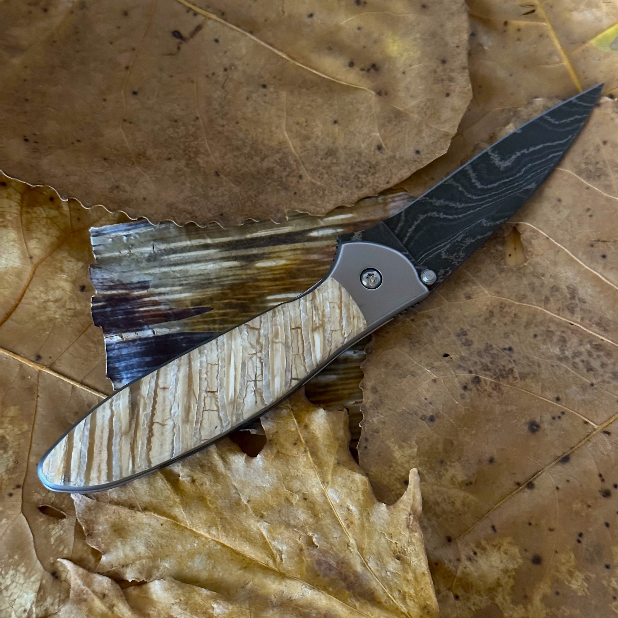 Kershaw Damascus Chive Mammoth Ivory Pocket Knife