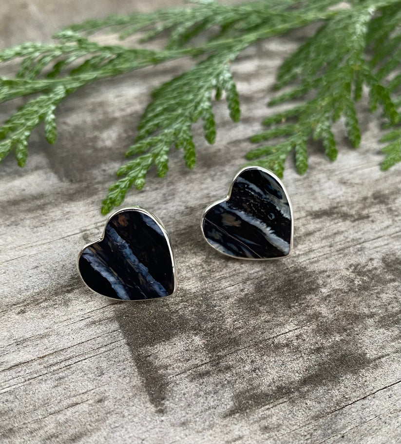 Heart Mammoth Tooth Post Earrings