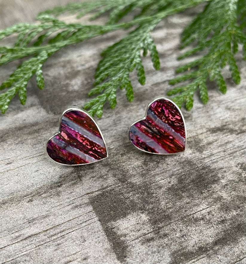 Heart Mammoth Tooth Post Earrings