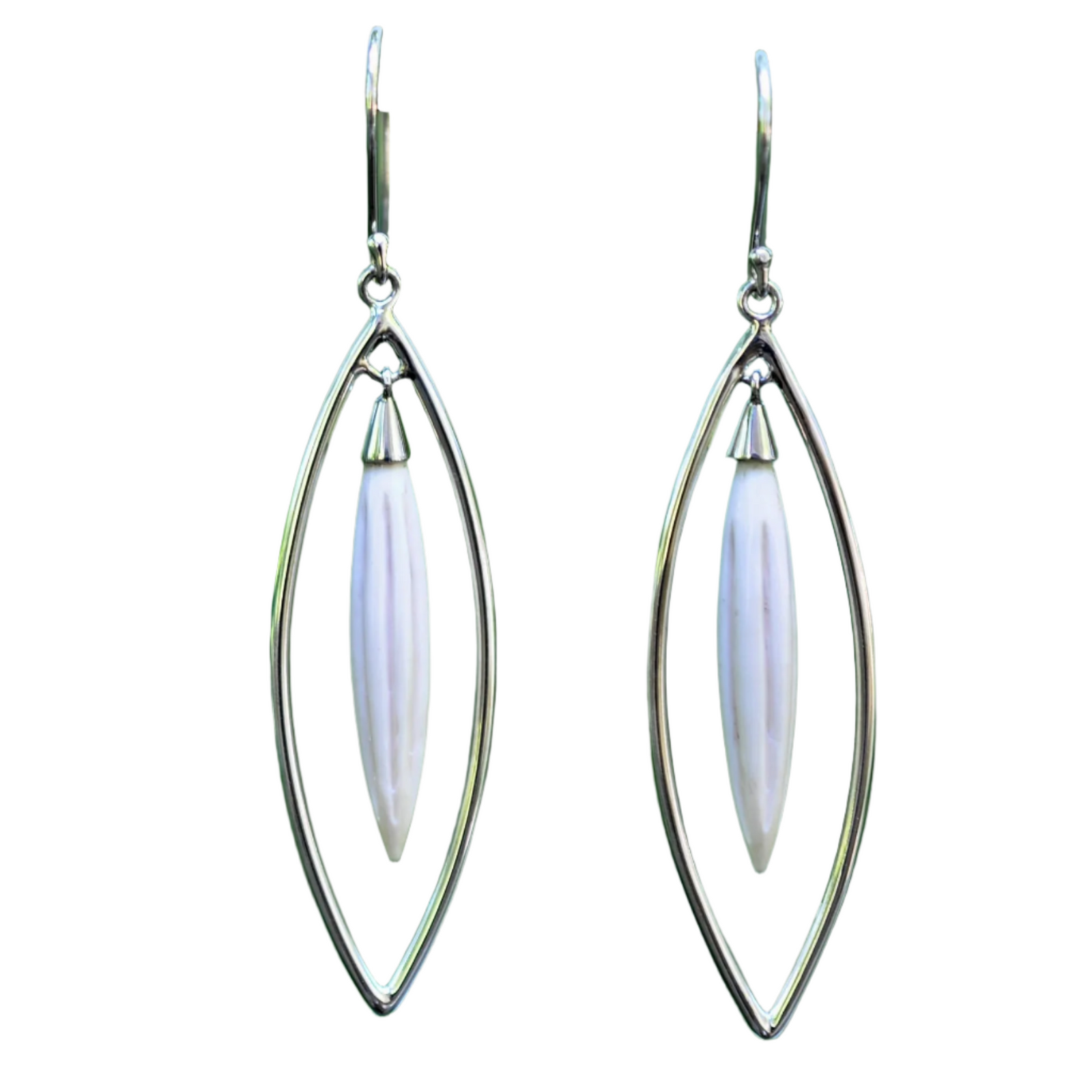 Marquise Spike Mammoth Ivory Earrings