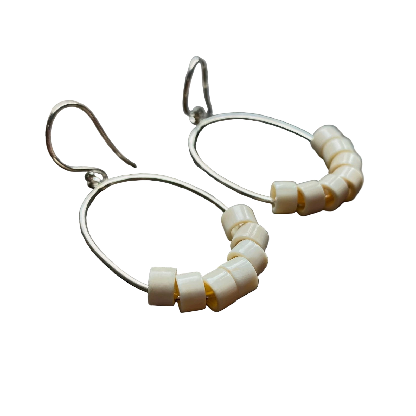 Oval Hoops Mammoth Ivory Earrings