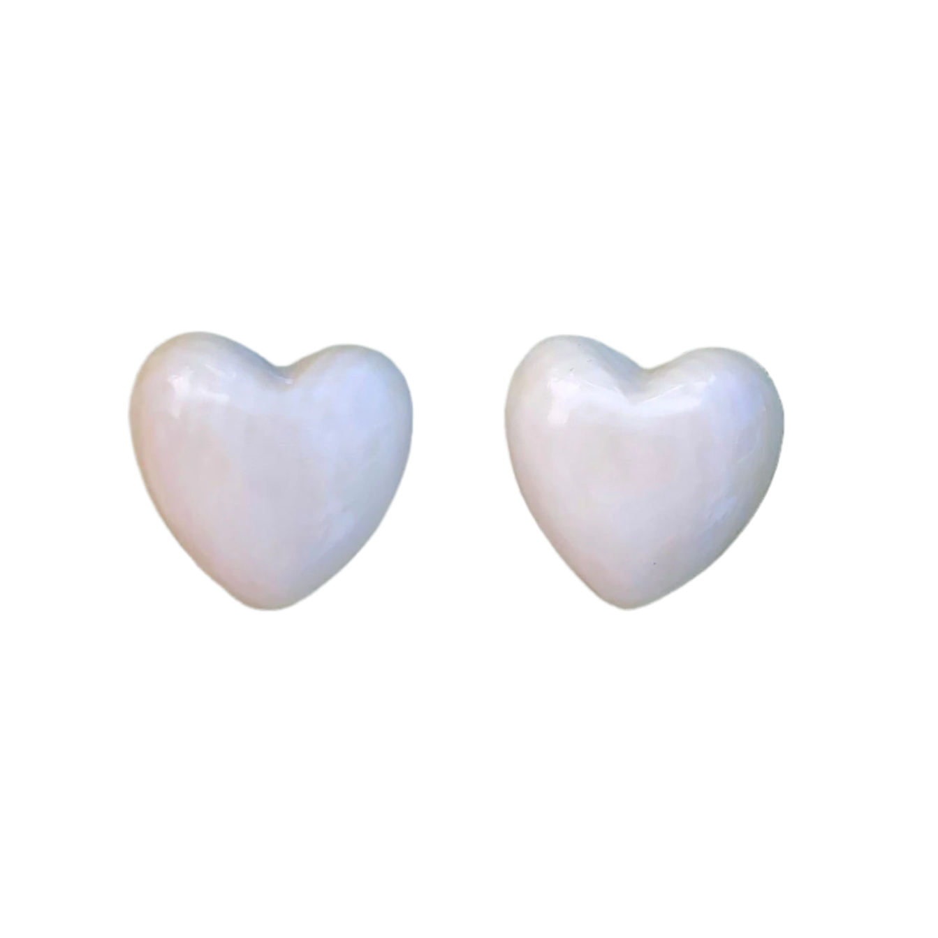 Puffed Heart Mammoth Ivory Earrings