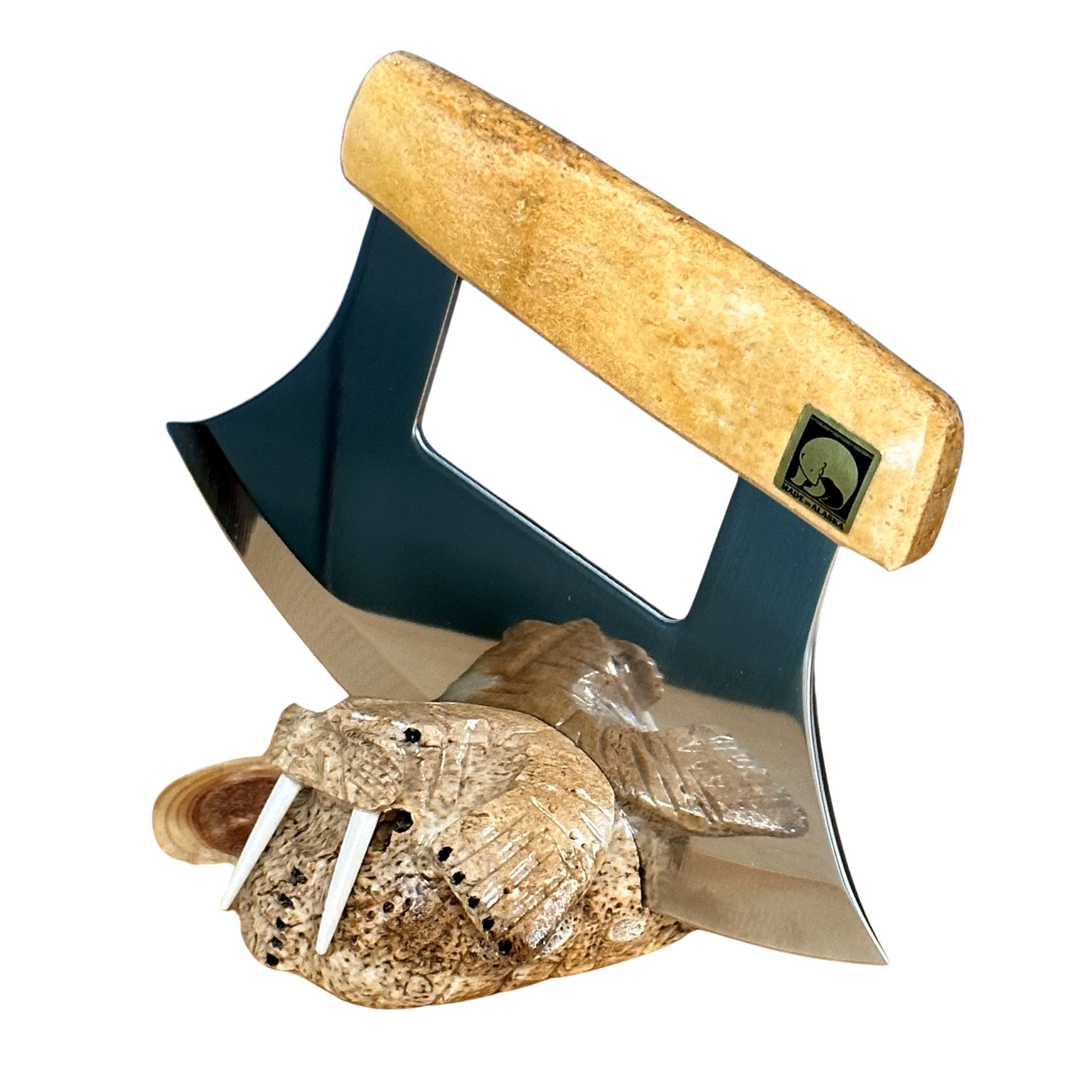 Walrus Jawbone Ulu with Walrus Base