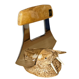 Walrus Jawbone Ulu with Walrus Base
