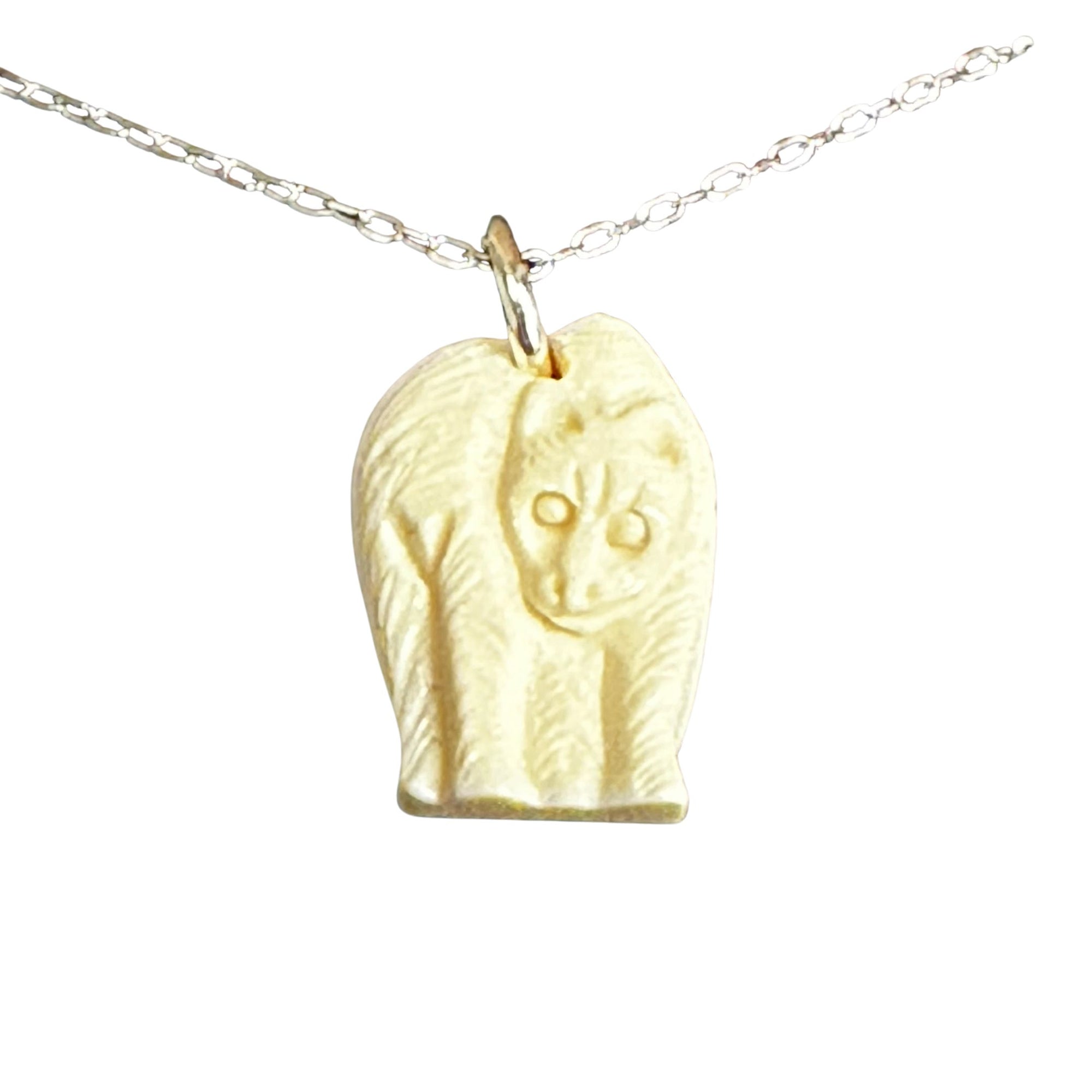 Mammoth Ivory Walking Bear Flat Pendant