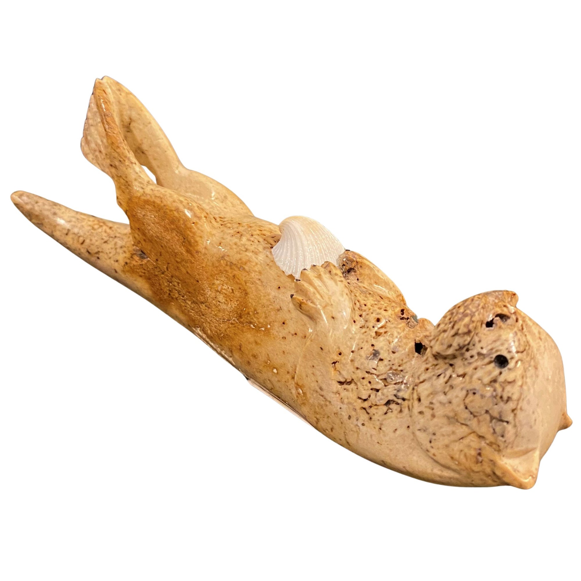 Walrus Jawbone Otter Figurine
