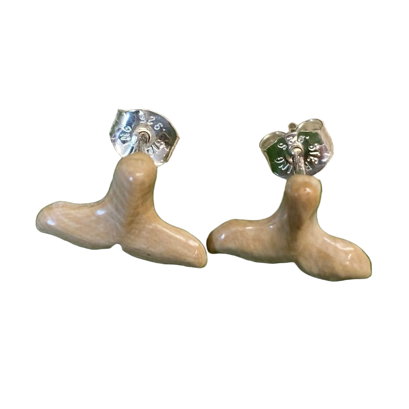 Whale Tail Mammoth Ivory Post Earrings