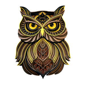 Laser-cut Wood Observant Hoot Owl