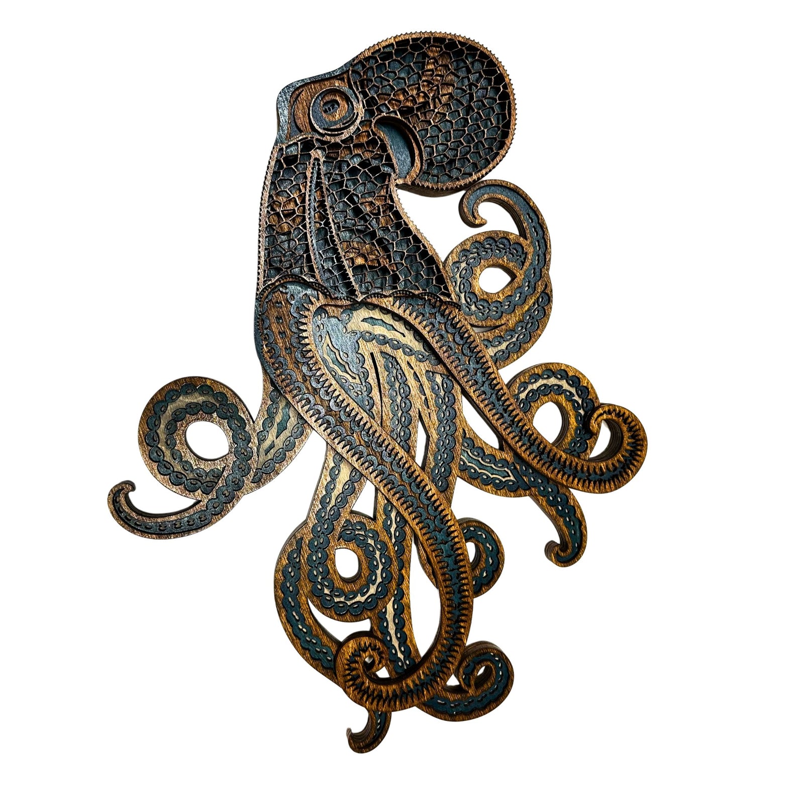 Laser-cut Wood Alaska Octopus Mini