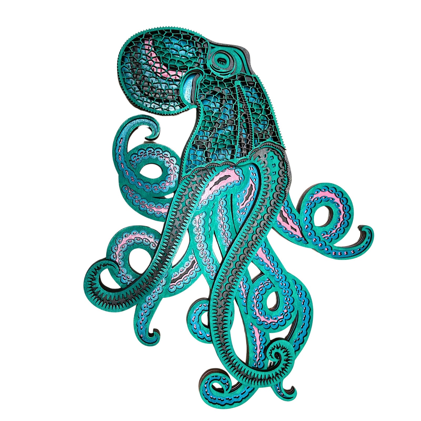 Laser-cut Wood Alaska Octopus Mini