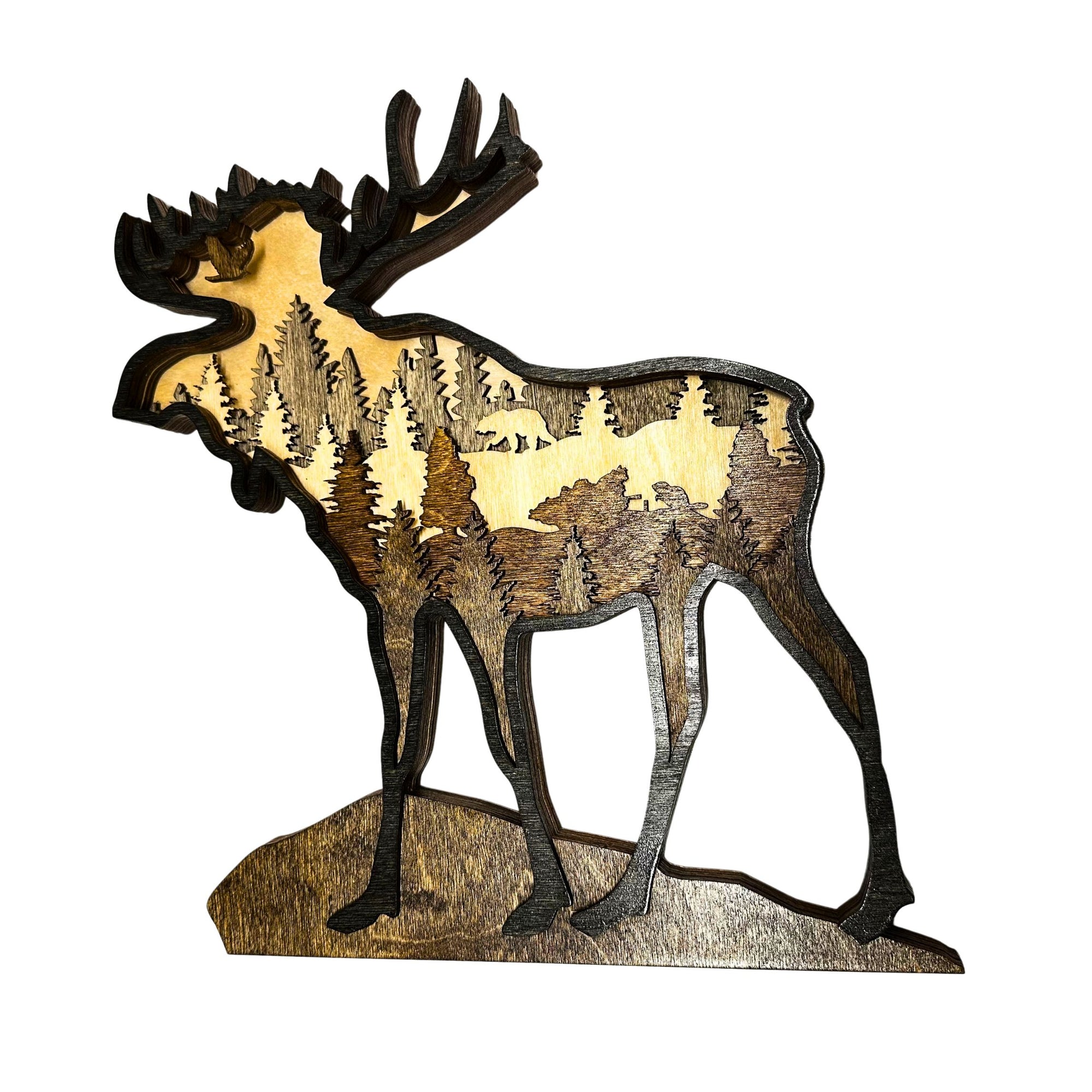 Laser-cut Wood Regal Standing Moose