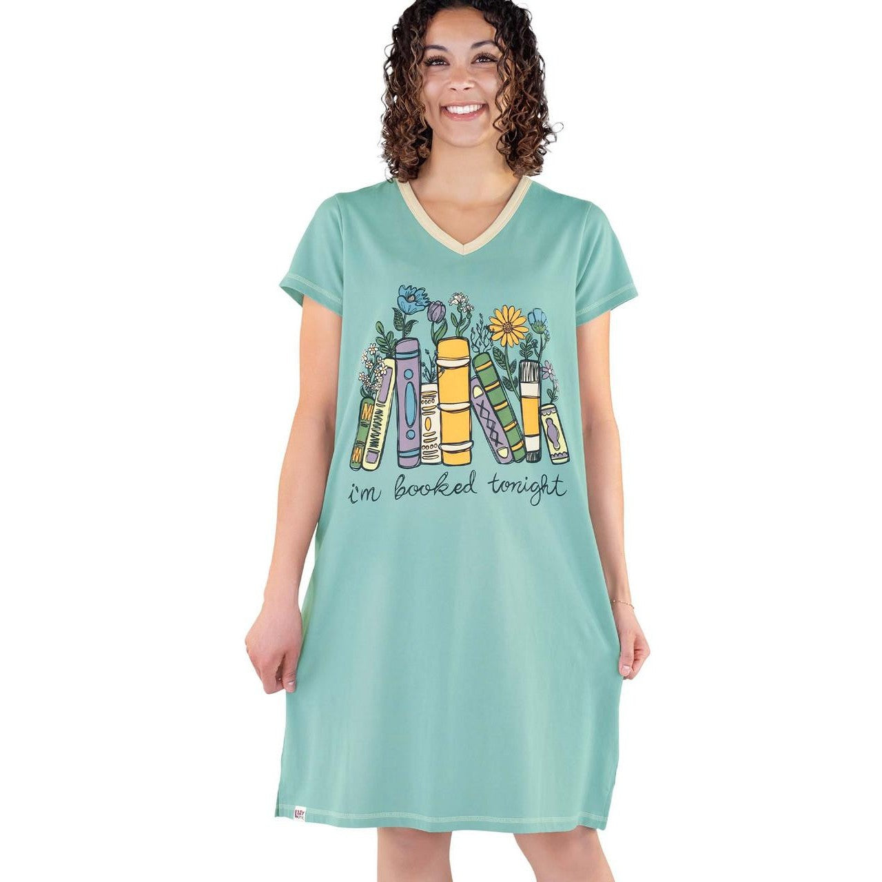 Booked Tonight Flower V-Neck Nightshirt