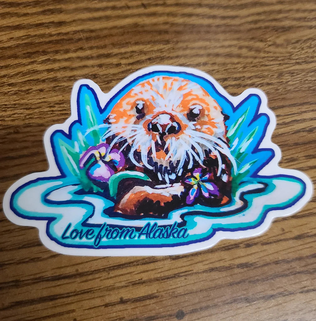 Otter and Iris Sticker