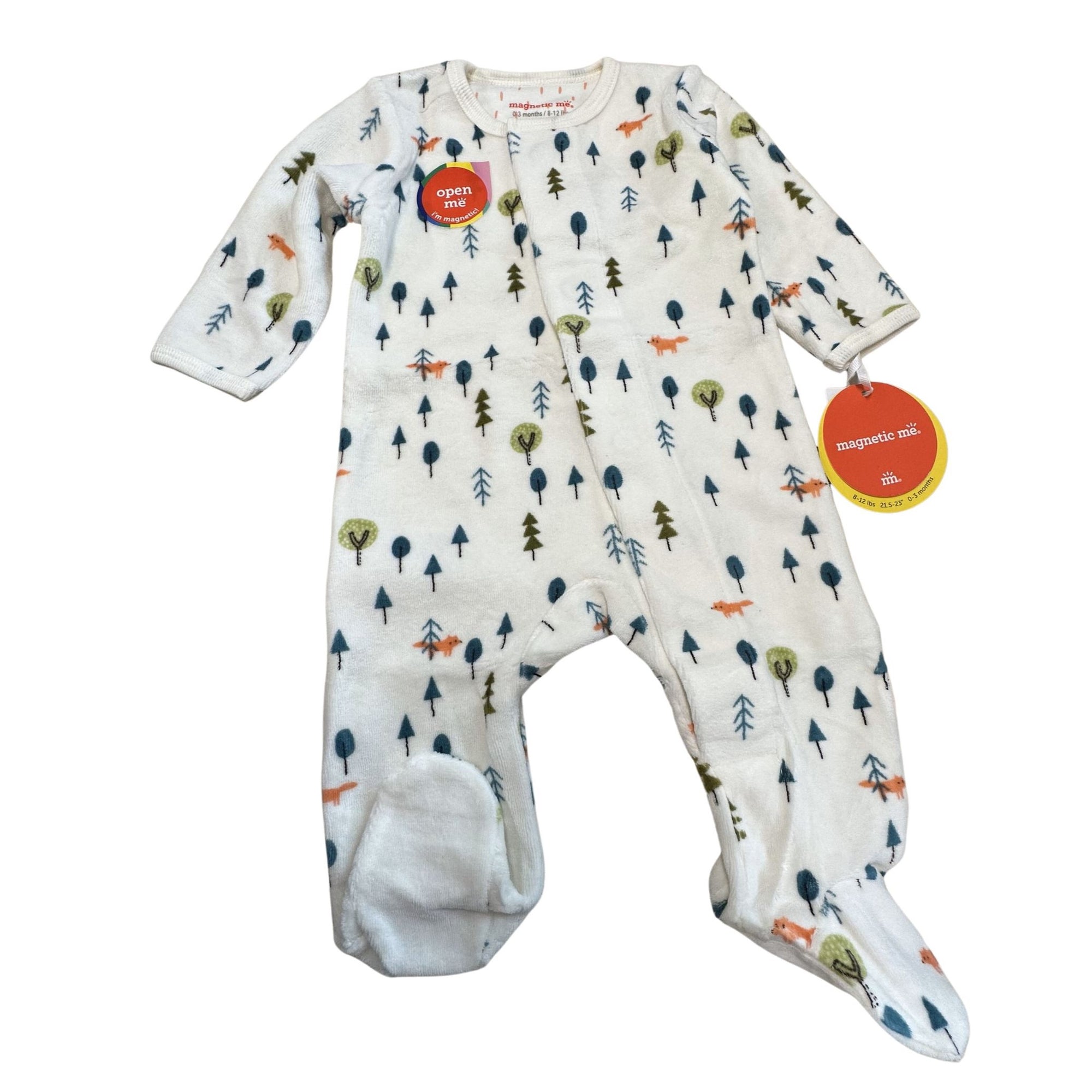 Forest Baby Velour Magnetic Footie