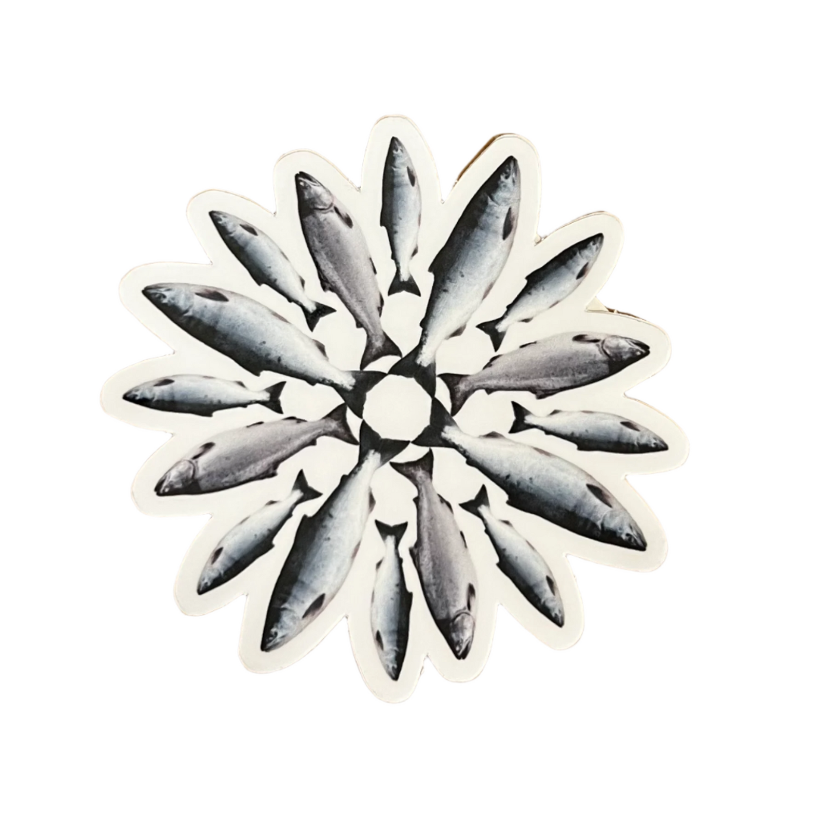 Silver Salmon Mandala Sticker