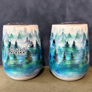 Misty Pines Stemless Wine Glass -12oz.